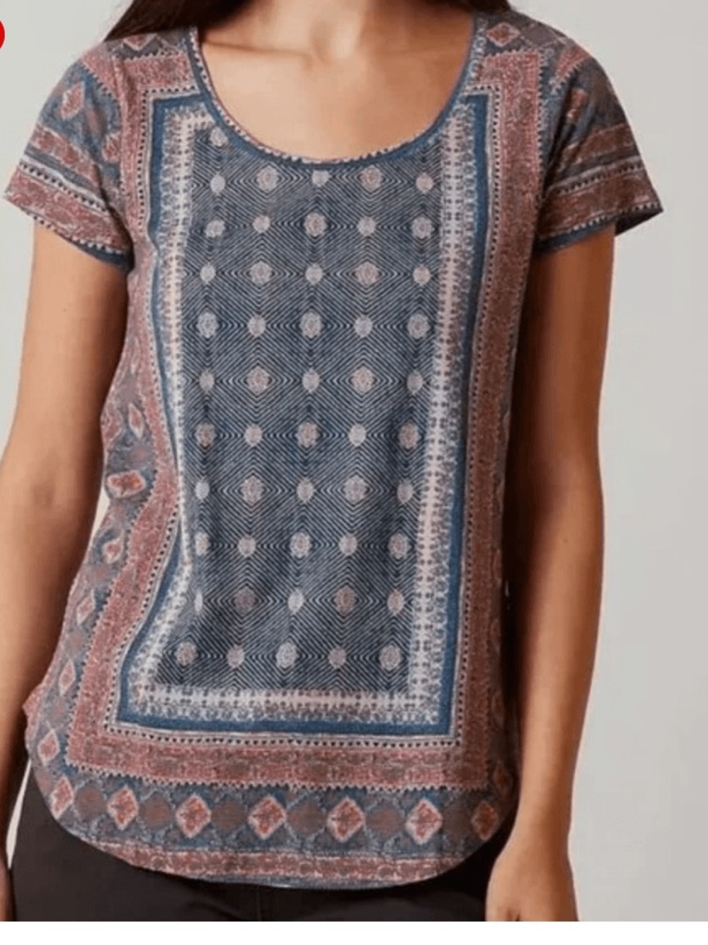 Lucky Brand women’s red‎ and blue linen blouse size Medium